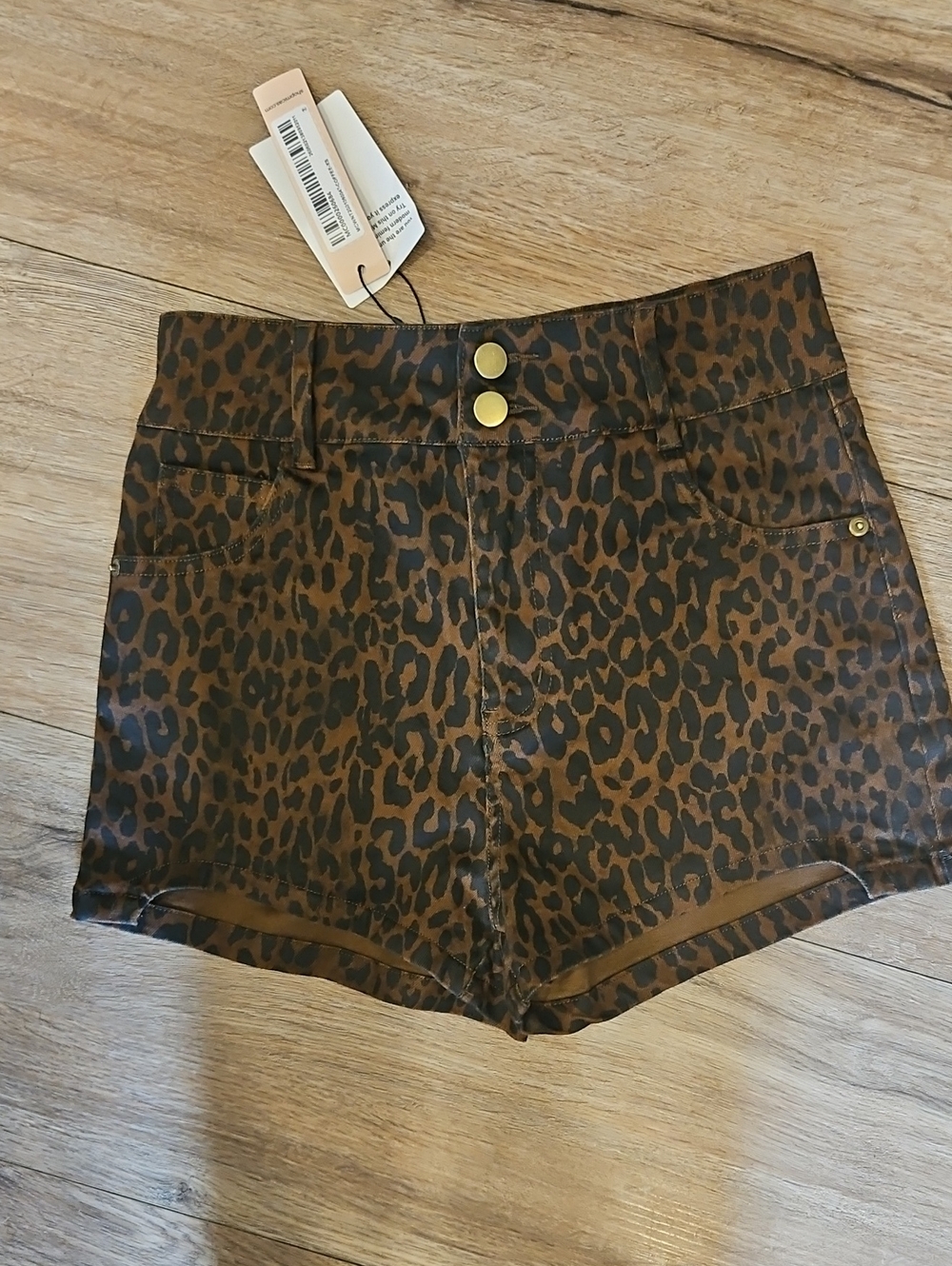 NWT Micas Leopard Print High Waist Denim Shorts XS